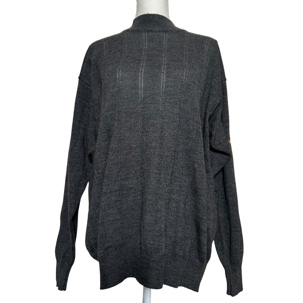 Vintage Murano Mens Dark Gray Wool Long Sleeve Sweater Made in Italy Size L